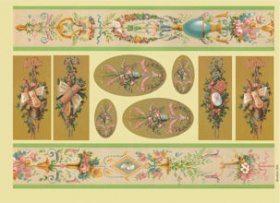 Бумага для декупажа 40г/м2,35X50см,10л/уп, Бордюр из цветов