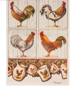 Набор карт для декупажа A3  "Петухи",  54г/м2, 5шт
