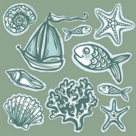 Бум. для скрапб. `Морская тема 7` 5 л 15х15 см (124865)