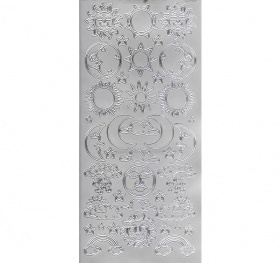 Контурные наклейки "Солнце, луна, облака", лист 10x24,5 см, цвет серебро