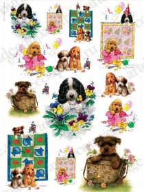 Бумага рисовая для декупажа 25 г/м2, 35X50 см, 10л/уп, Комнатные собачки