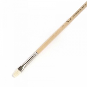 Кисть щетина плоская длинная ручка покрытая лаком № 3, ширина 7 мм