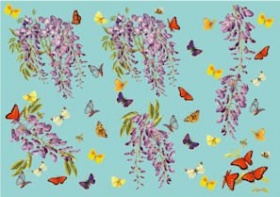 Бумага рисовая для декупажа 25 г/м2, 35X50 см, 10л/уп, Глицинии и бабочки