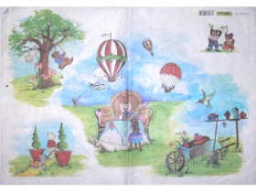 Бумага рисовая для декупажа 25 г/м2, 35X50 см, 10л/уп, Медвежата