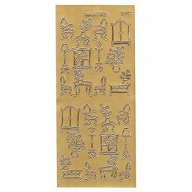Контурные наклейки "Миниатюрная мебель", лист 10x24,5 см, цвет золотистый