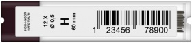 4152 (H)Грифели ч/гр В, 0.5 мм. (12 шт./упак.)
