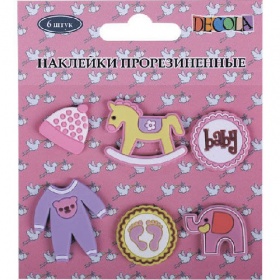 Decola Наклейки прорезиненные Декола,"Baby", розовые, 6 шт