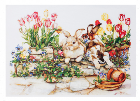 Набор карт для декупажа "Зайка и цветы" 21х30см 54г/м2, 5шт