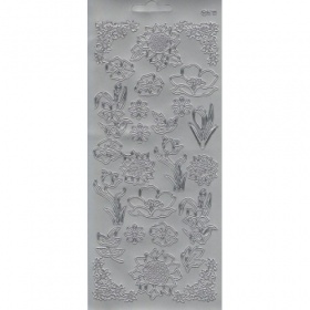 Контурные наклейки "Подсолнухи", лист 10x24,5 см, цвет серебро
