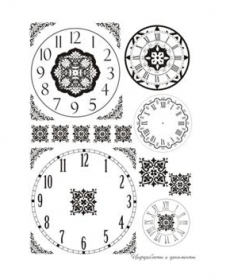 Набор карт для декупажа  A3 "Циферблаты и орнаменты ч/б",  54г/м2, 5шт