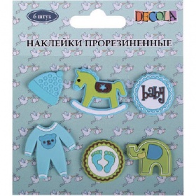 Decola Наклейки прорезиненные "Baby", голубые, 6 шт