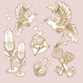 Бумага для скрапбукинга "Свадебный мотив №14", 5 листов 15х15 см