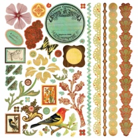 Набор наклеек фигурных на листе 30,5х30,5 см, Element Stickers, серия: Curio