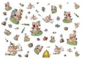 Бумага для декупажа 40г/м2,35X50см,10л/уп,Ленивая корова