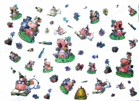 Бумага рисовая для декупажа 25 г/м2, 35X50 см, 10л/уп, Ленивая корова