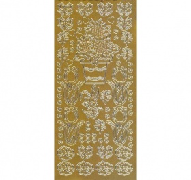 Контурные наклейки "Подсолнухи и тюльпаны", лист 10x24,5 см, цвет золото
