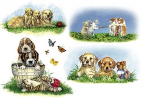 Бумага рисовая для декупажа 25 г/м2, 35X50 см, 10л/уп, Щенки