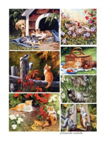 Набор карт для декупажа  A3 "Кошечки и собачки",  54г/м2, 5шт