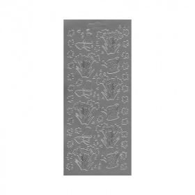 Контурные наклейки "Сад/цветы", лист 10x24,5 см, цвет серебристый