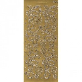 Контурные наклейки "HD большие листья", лист 10x24,5 см, цвет золото