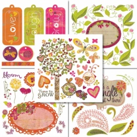 Набор переводных аппликаций rub-on 11,5х12 см, серия: Green at Heart, упаковка 5 листов с разными р